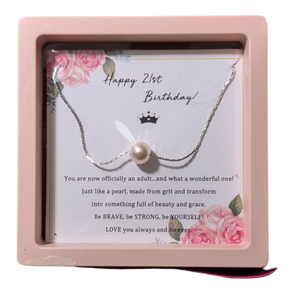 21st Birthday - Pearl Necklace - Empowering Poem - Enclosed in Case - Great Gift